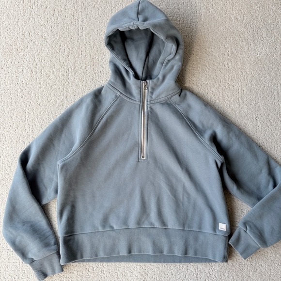 Vuori Tops - Vuori Restore Half Zip Hoodie Womens Small Dusty Blue Organic Cotton VW288